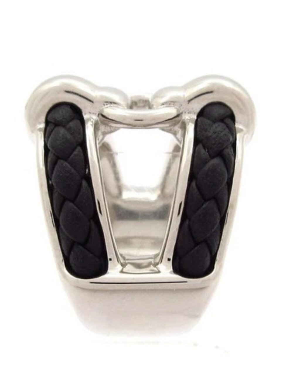 HERMES Fribustier Silver Black Hardware Veau Swift Clip On Earrings